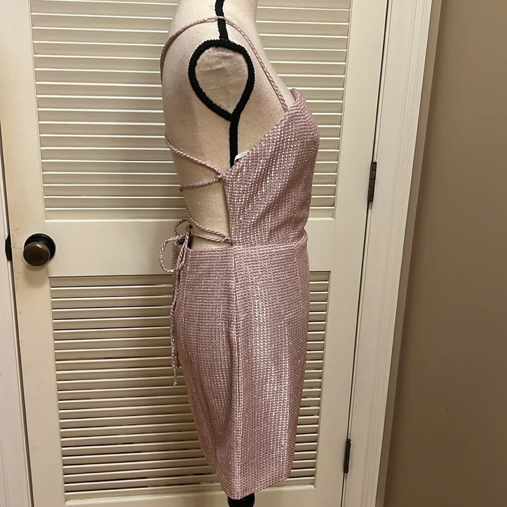 Lulus Earned Your Win Metallic Lace-Up Mini
Dress in Pink, Size Medium, NWT - Picture 13 of 17